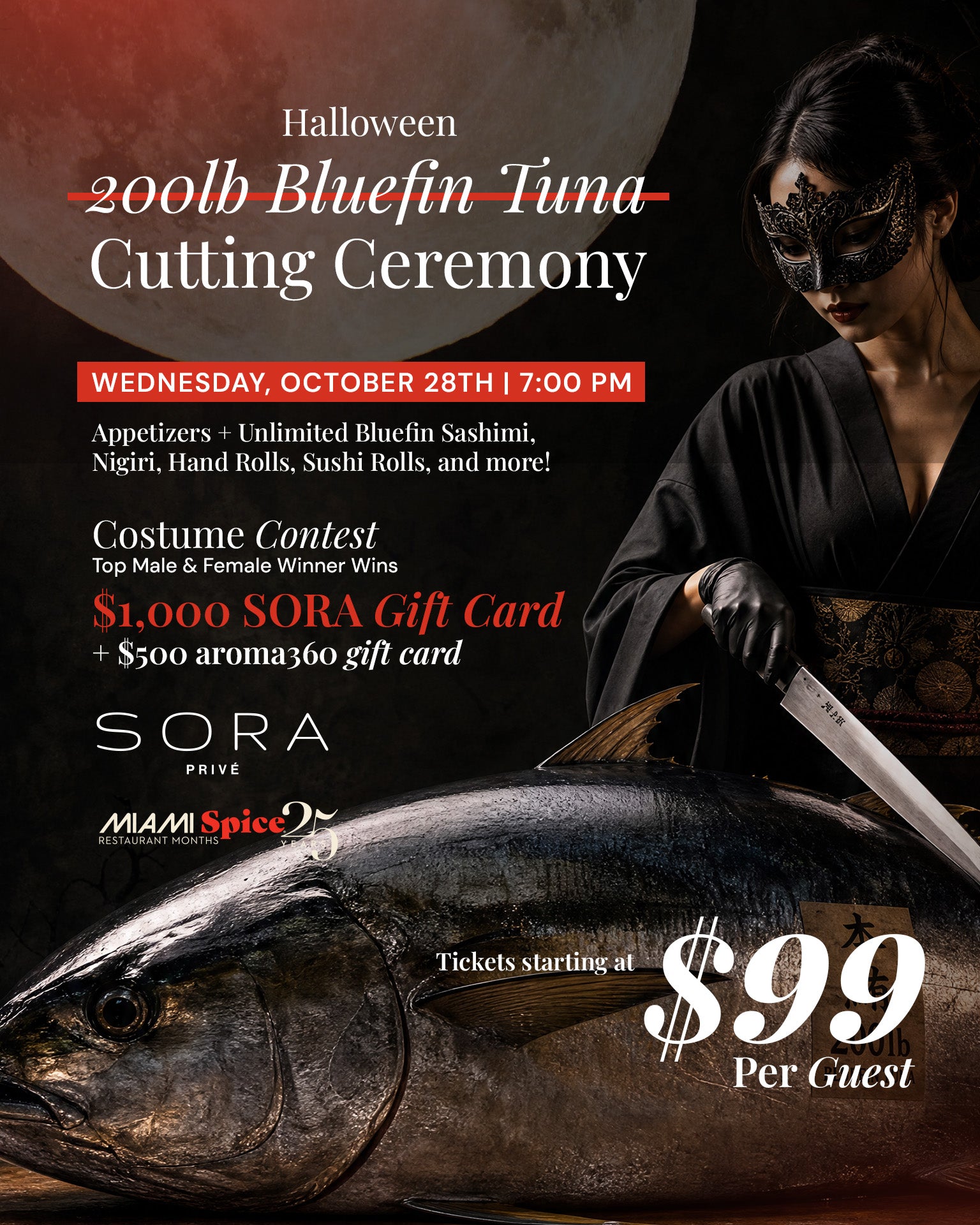 Miami Spice x Halloween 200 lb. Bluefin Tuna Cutting Ceremony event